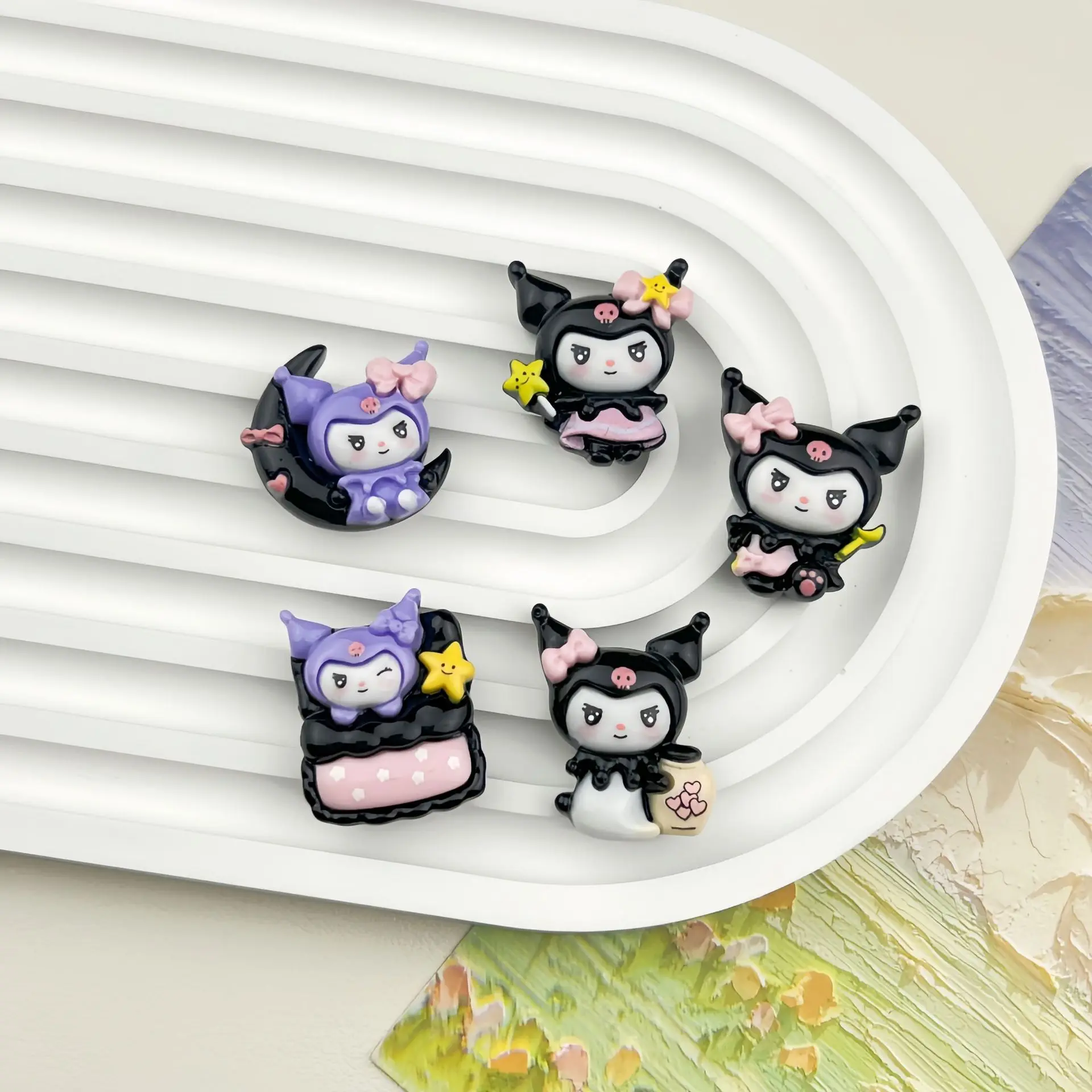 10Pcs New Mini Kawaii Cartoon Good night animal  Series Flat Bottom Scrapbook  DIY Jewelry Making Hairwear Accessorie A32