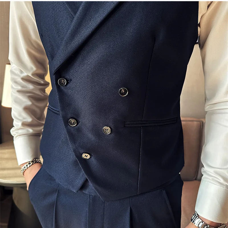 2023 Brand Clothing Men Spring High Quality Double Breasted Blazers Vest/Male Slim Fit Casual Suit Vest Sizing Up S-4XL