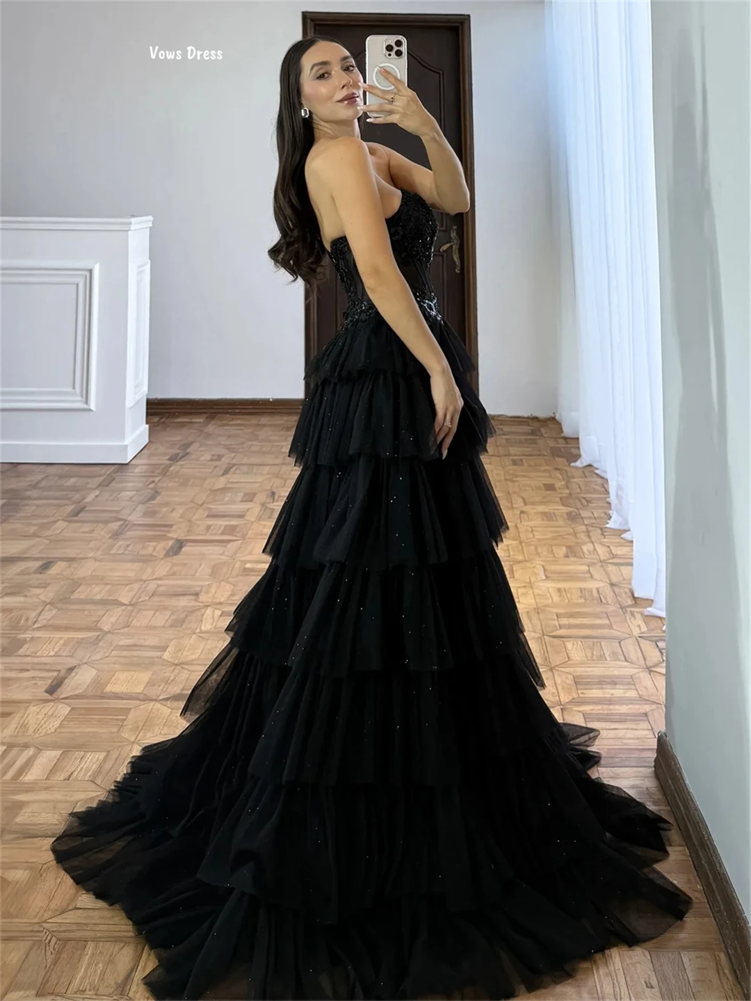 Vows bustier tubulaire robes de soirée femme robes de bal élégantes 2025 noir sur mesure formule superposée Robe de bal Robe de soirée