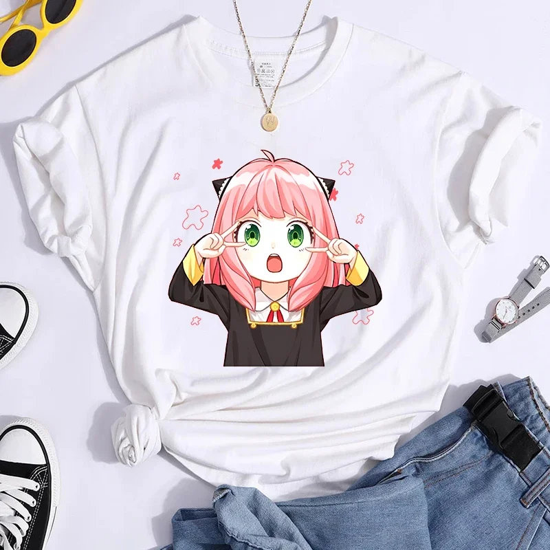 

New Anime Cute Anya Forger Print Short Sleeves Round Neck Men Woman T-Shirt Summer Casual Tees Women Clothing