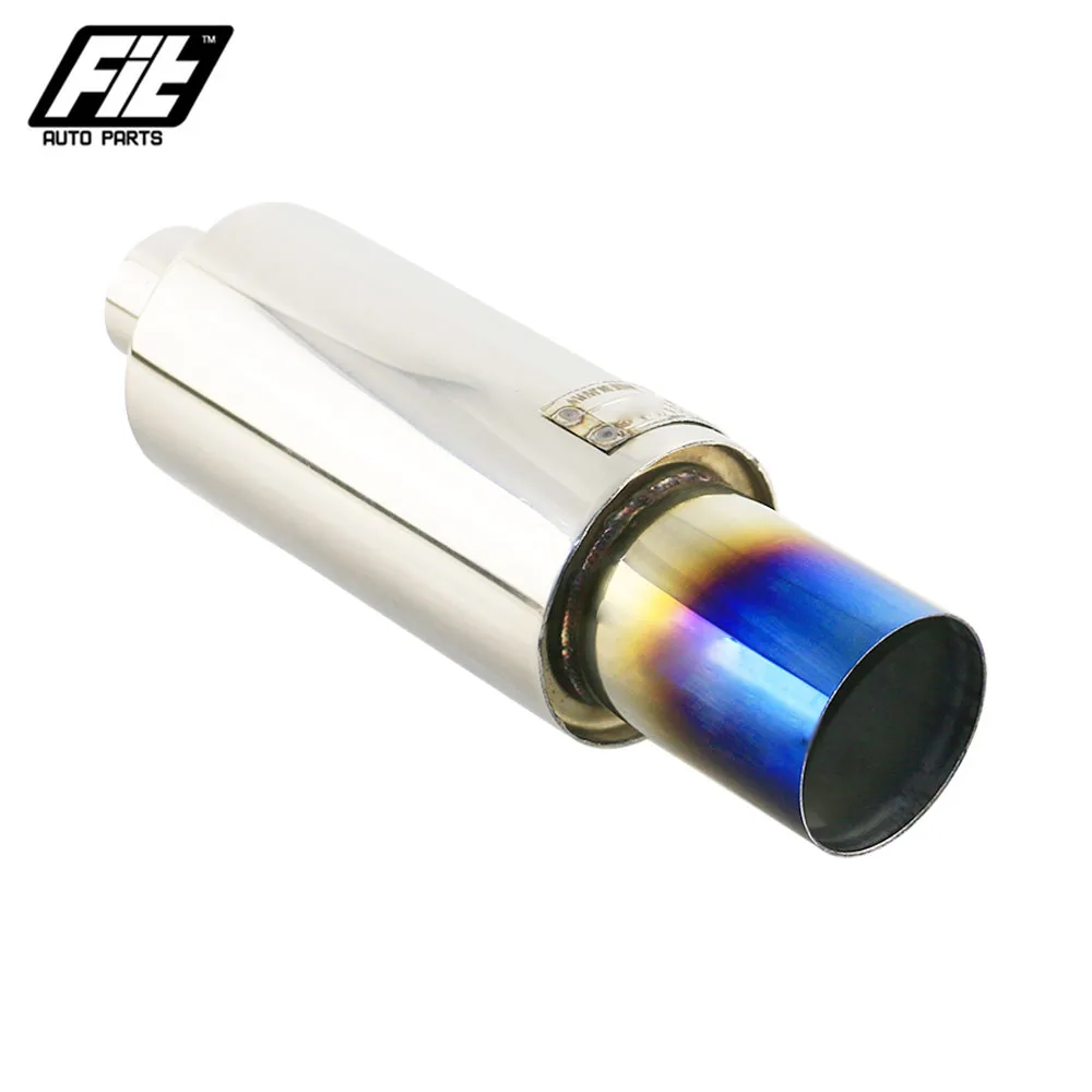 

Universal Car Racing Muffler Exhaust Pipe 2'' inlet 3'' outlet Stainless Steel Burnt Blue Sport Mufflers Tip