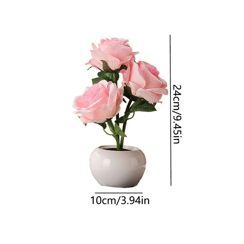Ceramic Base LED Rose Table Lamp Soft Light 2/3 Flowers Flower Bonsai Night Light Exquisite Decorative Romantic Atmosphere Lamp