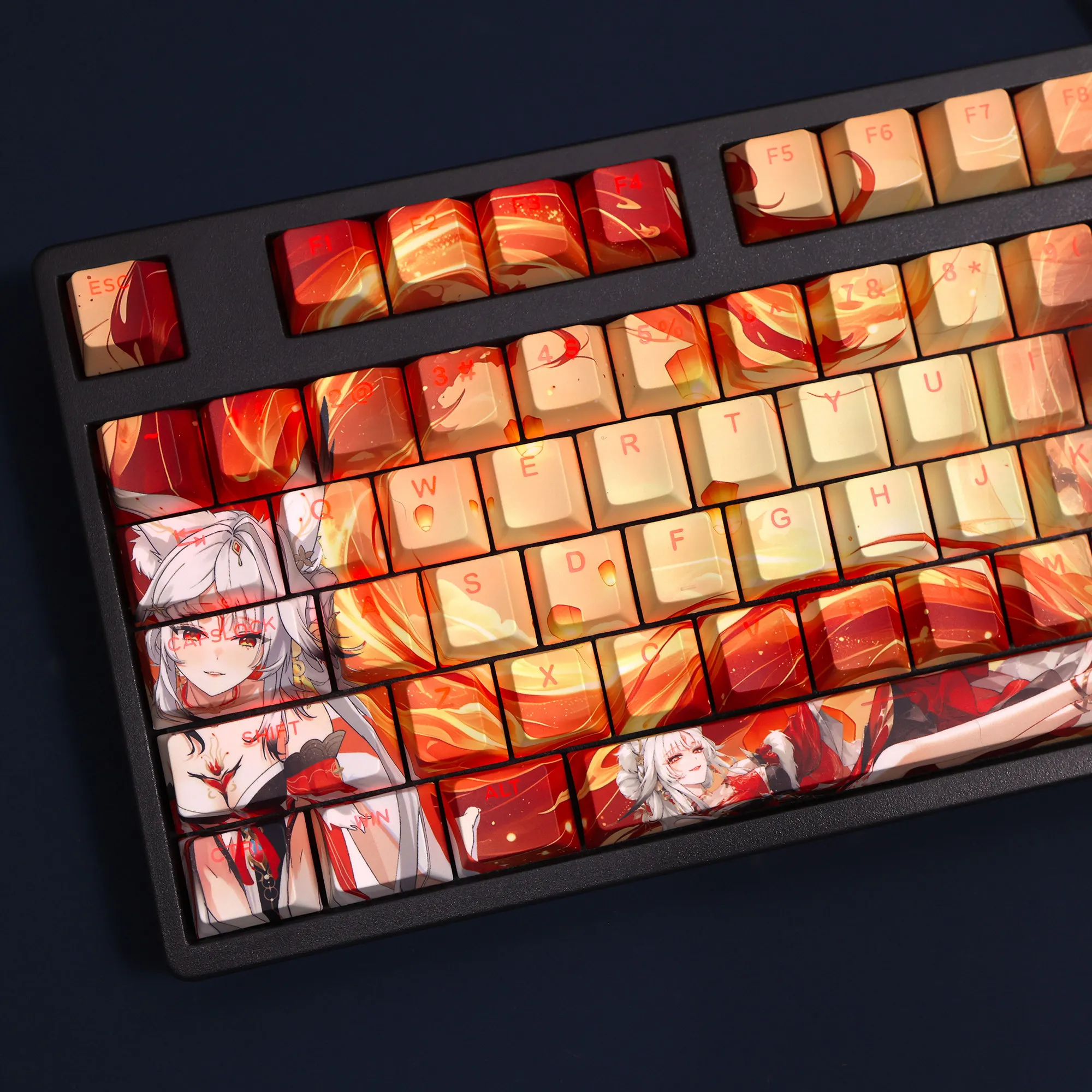 Hsin 108 Key Cap Wuthering Waves Key Cover PBT DYE Sublimation Cherry MX Cross Axis Switch Keycaps for Mechanical Keyboard Gift