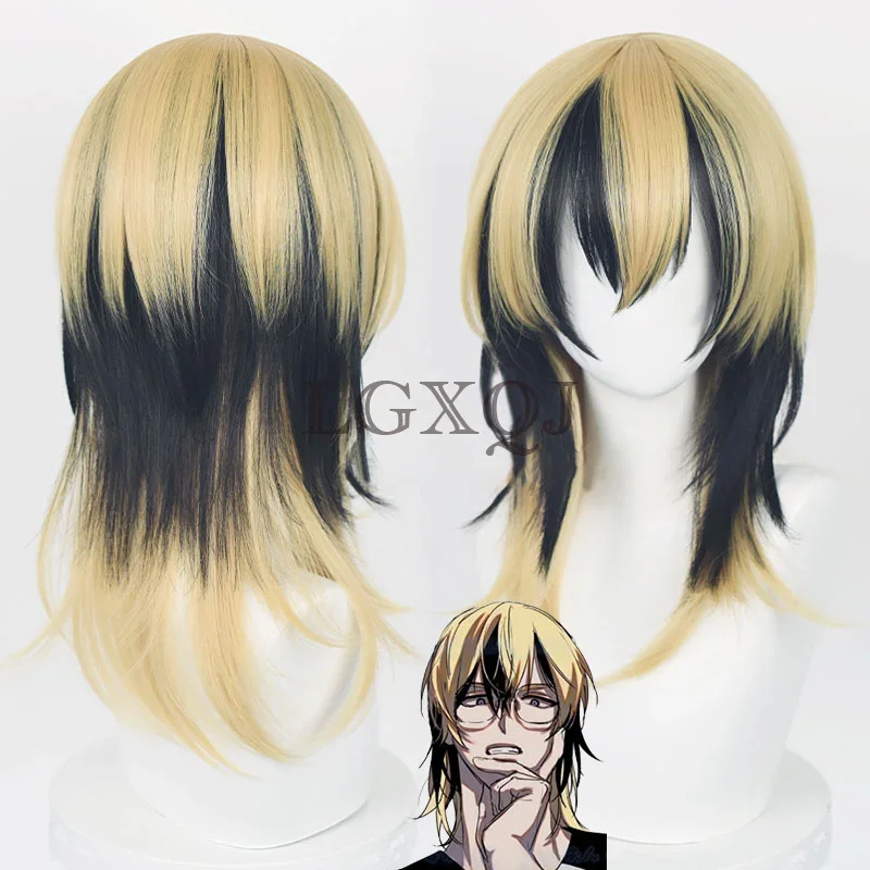 50cm rindou haitani ran haitani peruca cosplay anime tokyo revengres masculino preto dourado resistente ao calor em estoque perucas de festa + touca peruca