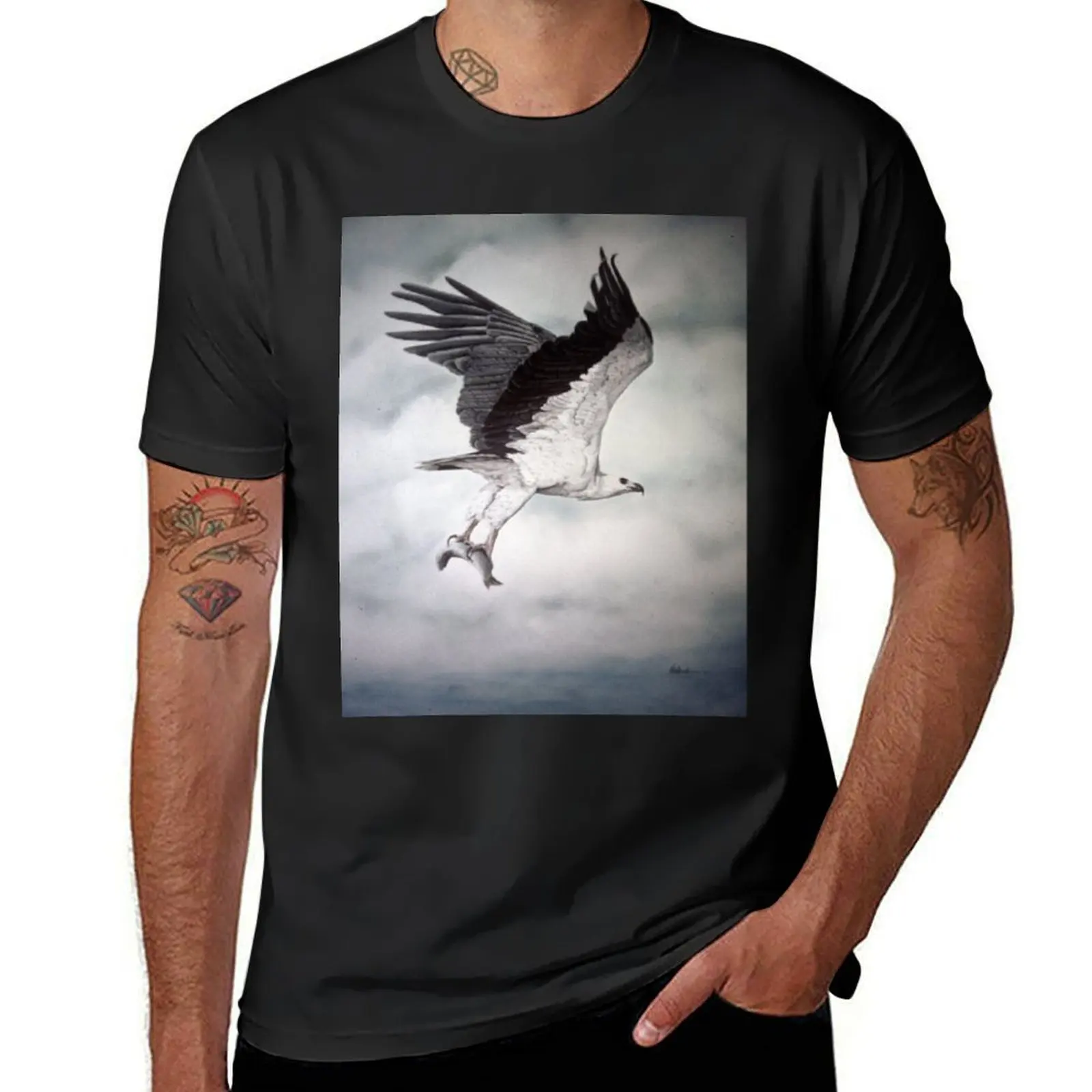 White-bellied Sea-Eagle (Haliaeetus leucogaster) 2 T-Shirt summer clothes sweat summer tops t shirts men