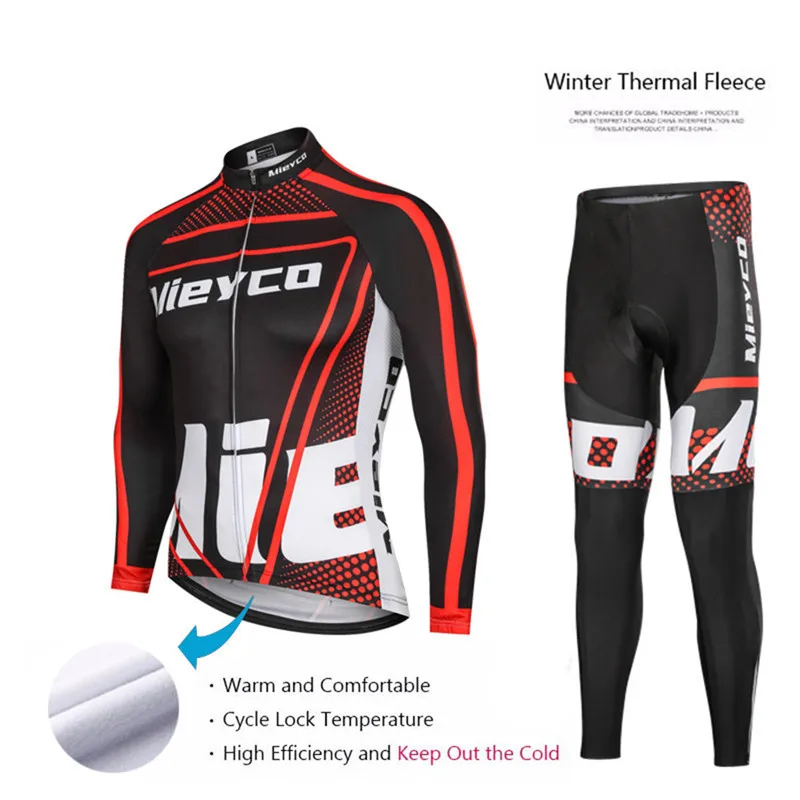 

Men Winter Cycling Wear Thermal Fleece Long Sleeve Jersey Set Warm Breathable Quick-Dry Bicycle Clothing Maillot Ciclismo Hombre