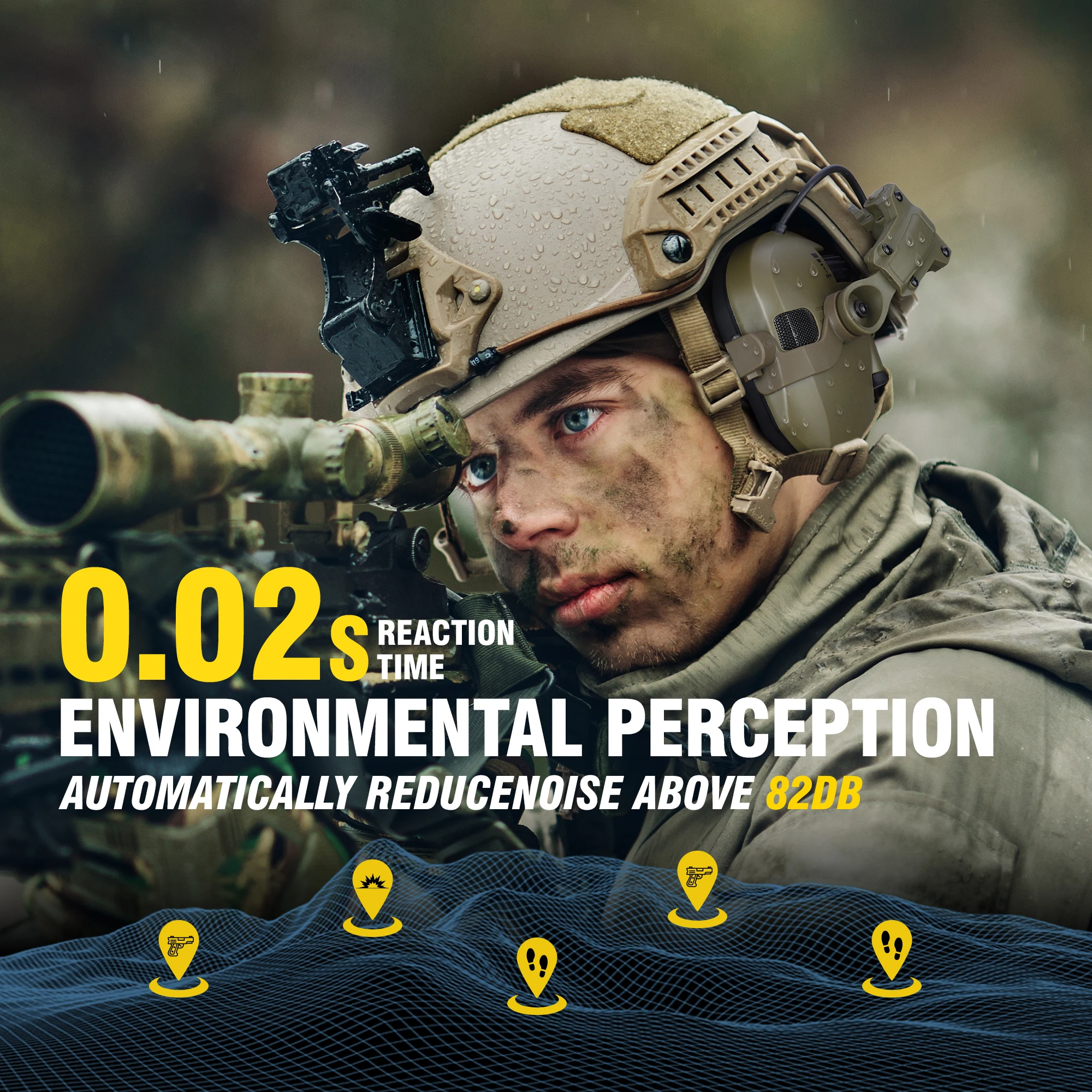 Original Tactical Electronic Earmuffs - Outdoor Shooting Sports Headset with Noise Cancelling & Sound Amplification