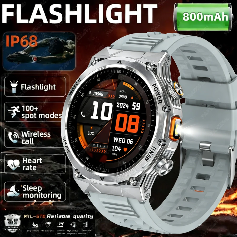 2026 800mAh Super Capacity Battery Adult Men Smart Watch 1.8-inch Large Screen Bluetooth Call IP68 Waterproof SmartWatch Sports