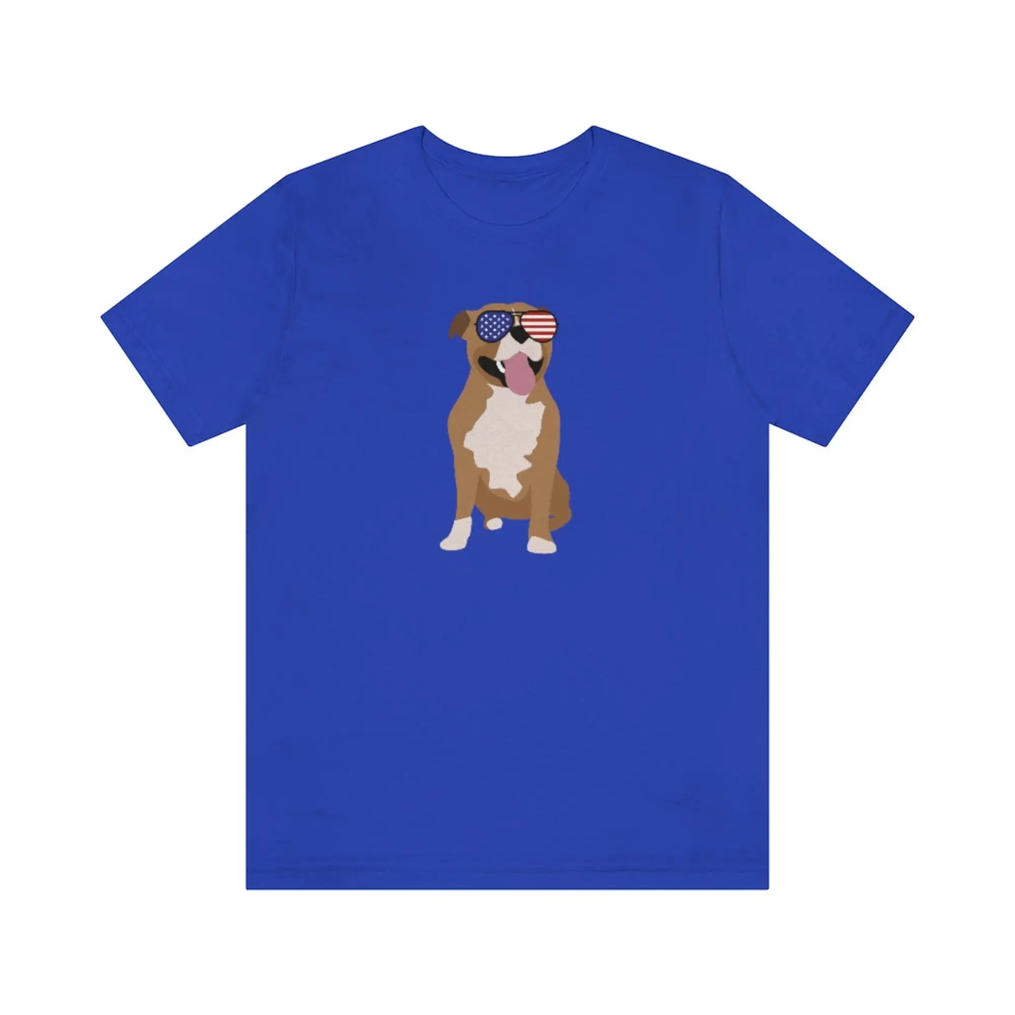 Pitbull Wearing American Flag Sunglasses Jersey T Shirt