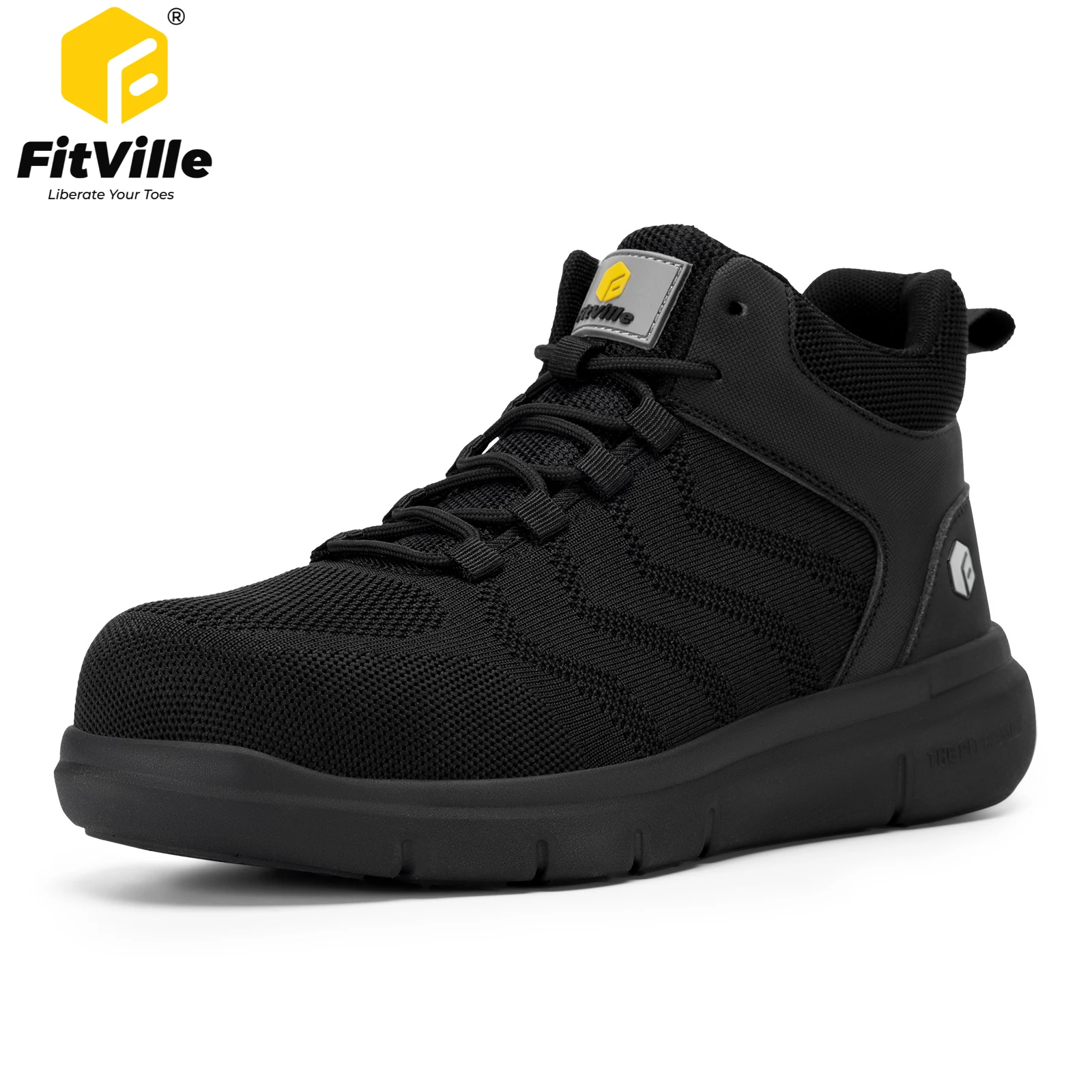 FitVille Men's Shoes Extra Wide Toe Box Protect Boots Anti-slip High Top Hiking Shoes for Men Comfort