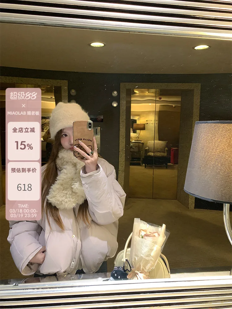 

Miaolab 90% down ort Puffer Jaet Women's Bread Comfort Velvet Coat Casual Sle Long Sve Warm Filling Winter Outerwear