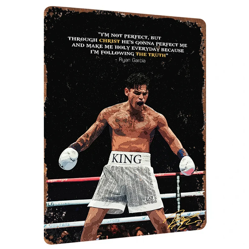 Ryan Garcia Boxing Quote Metal Wall Art Inspirational Sports Decor for Home Gym Office