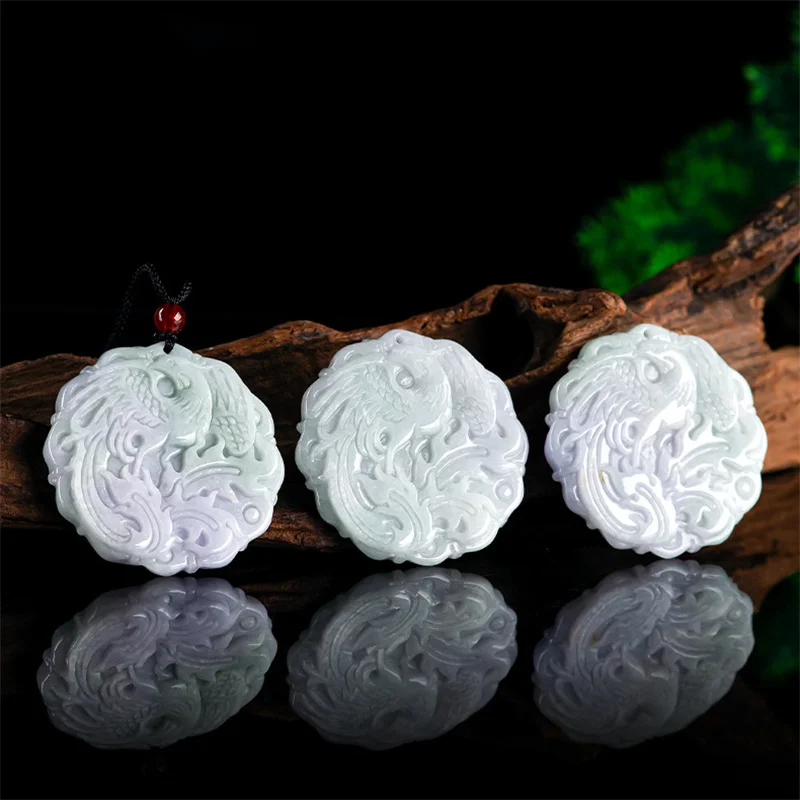 

Maichuang/Natural Jade Phoenix Brand Jadeite Necklace Pendant Emerald Fashion Personality Fine Jewelry Men Women Couple Gift