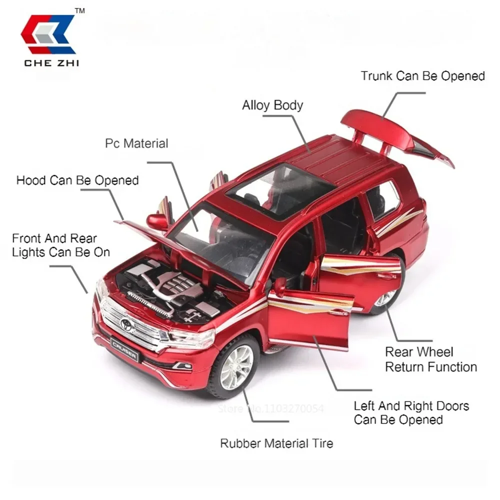 1:32 ランドクルーザー アルファード おもちゃ モデルカー ダイキャスト合金車両 ゴムタイヤ 6ドア開閉 サウンドライト プルバック式 おもちゃ コレクション