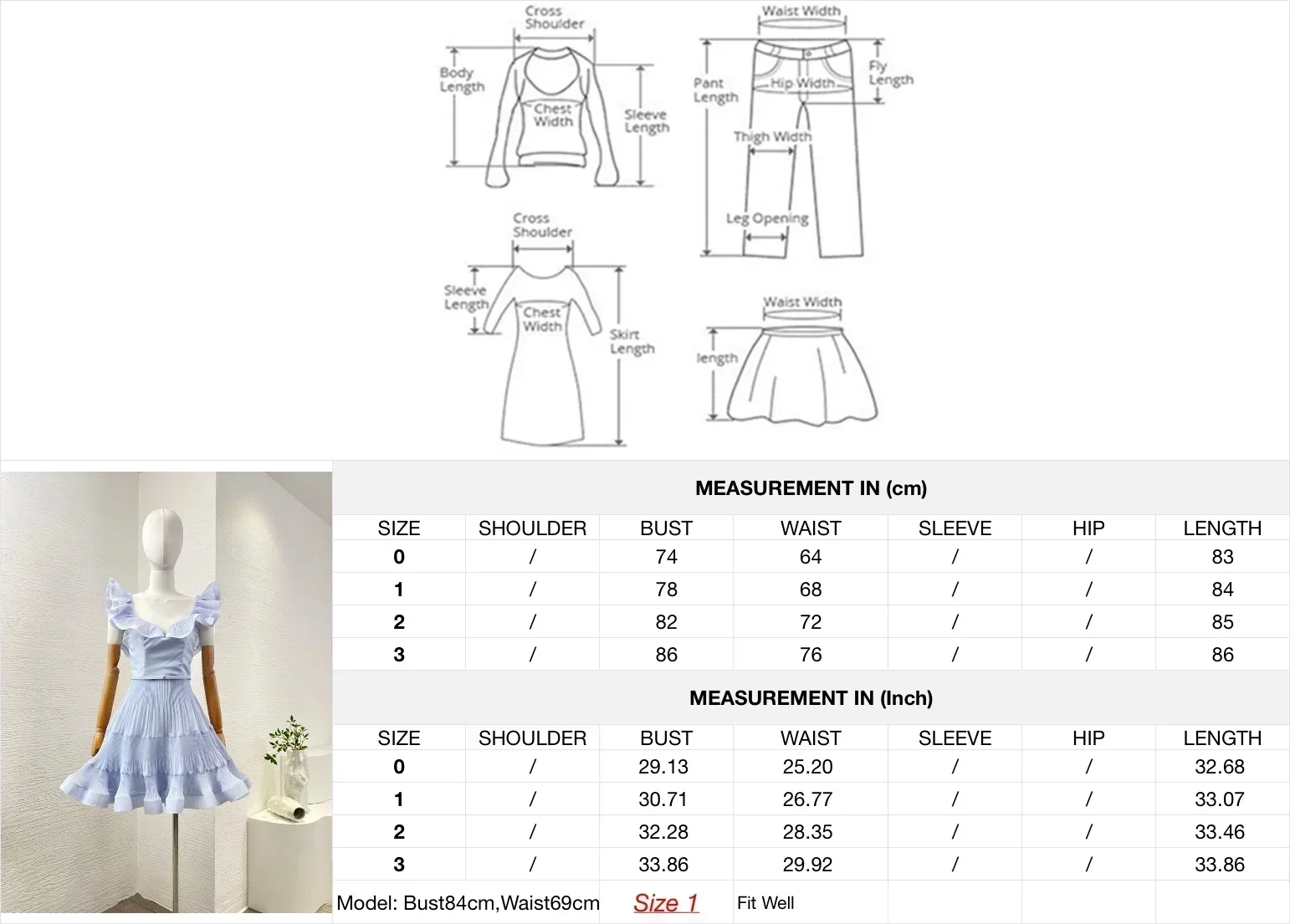 أزرق فاتح اللون الكشكشة الحلو الكشكشة تقليم في العنق الطية Ruched حمالة المرأة فستان قصير عالي الجودة