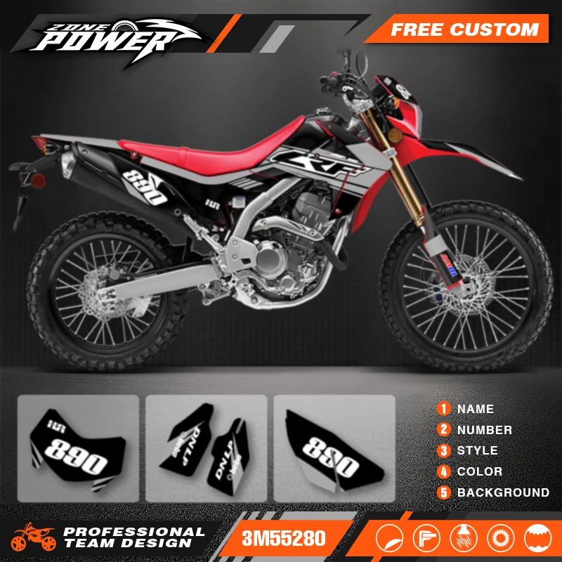 

Powerzone Motorcycle Graphic Decal Stickers Kits For Honda CRF250L 2012-2015 2016 2017 2018 2019 2020 Number Name Customize 018