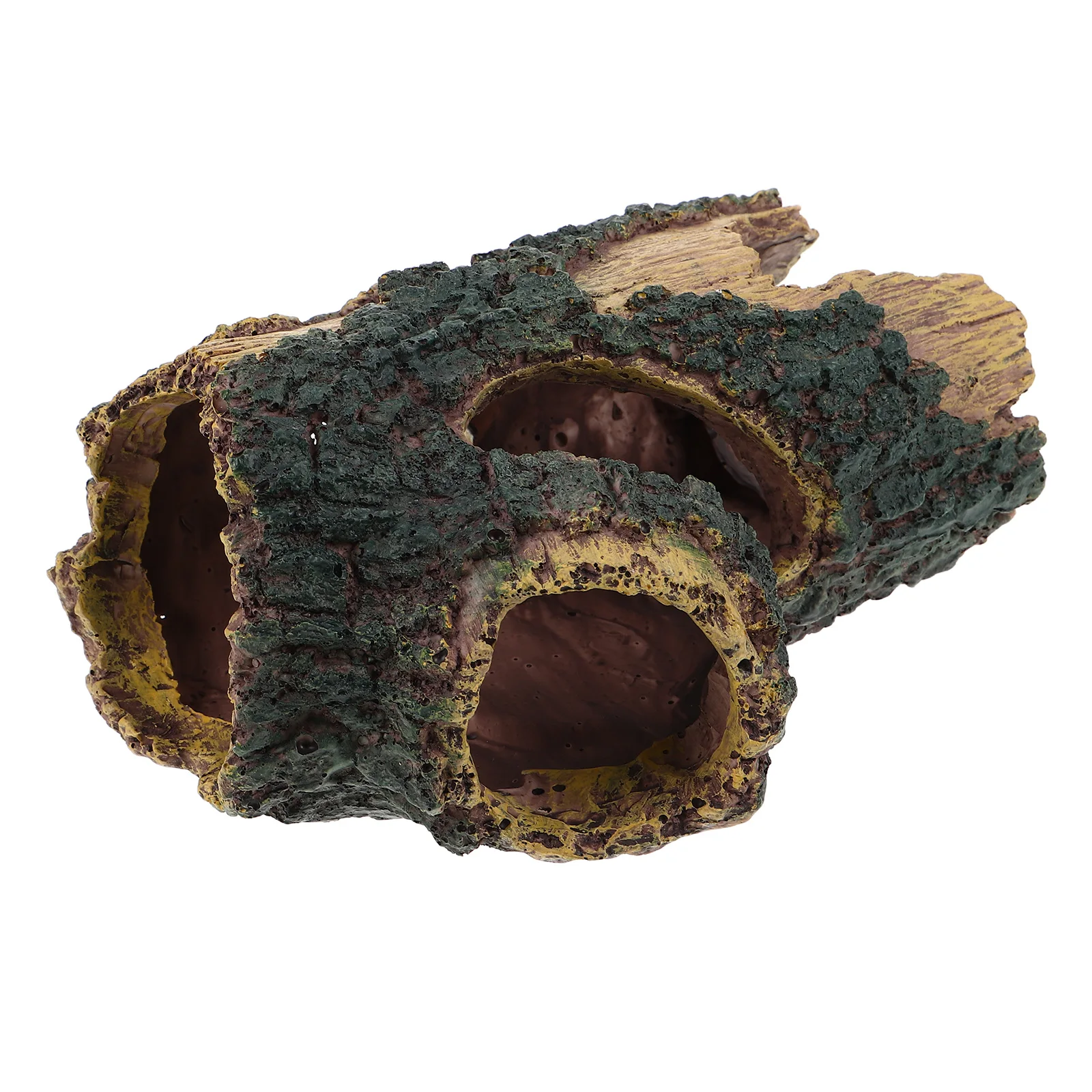 

Fish Tank Decor Resin Hollow Log - Natural Look Aquarium Cave for Small Fish Hiding - Reptile Climb Ornament Terrarium