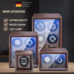 Top Brand Mechanical Automatic Watch Winder Luxury Wood Watch Box with LED Light and Lid Sensor Watches Storage Safe Jewels Box