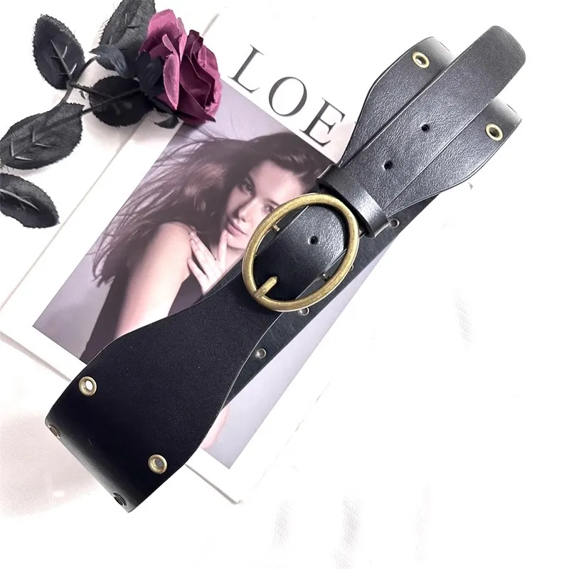 المرأة خمر بو الجلود مشد الإناث Cummerbund معطف حزام الخصر فستان Decration حزام عريض J1598