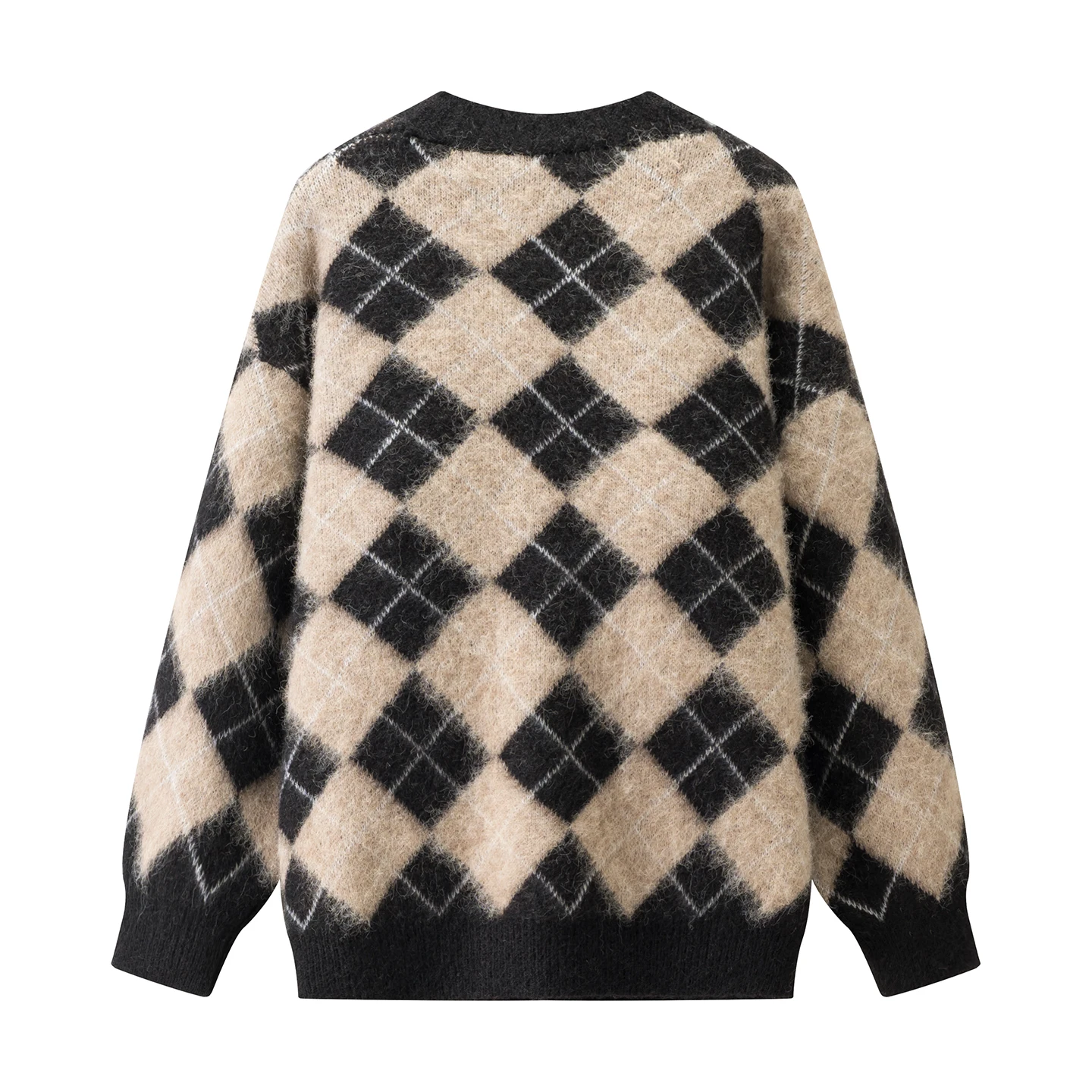 JNLEAOG Herbst Neue frauen Faion Gestrickte Jaet runde Ne Vielseitiges Design High-End-Gefühl Lange Sve Polyester Faser