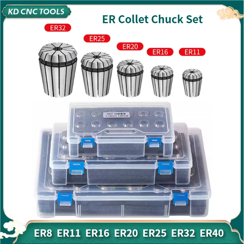 

ER11 ER16 ER20 ER25 ER32 ER40Precision Set ER Spring Collet Chuck AA 0.008mm for CNC Milling Tool Holder Engraving Machine Lathe