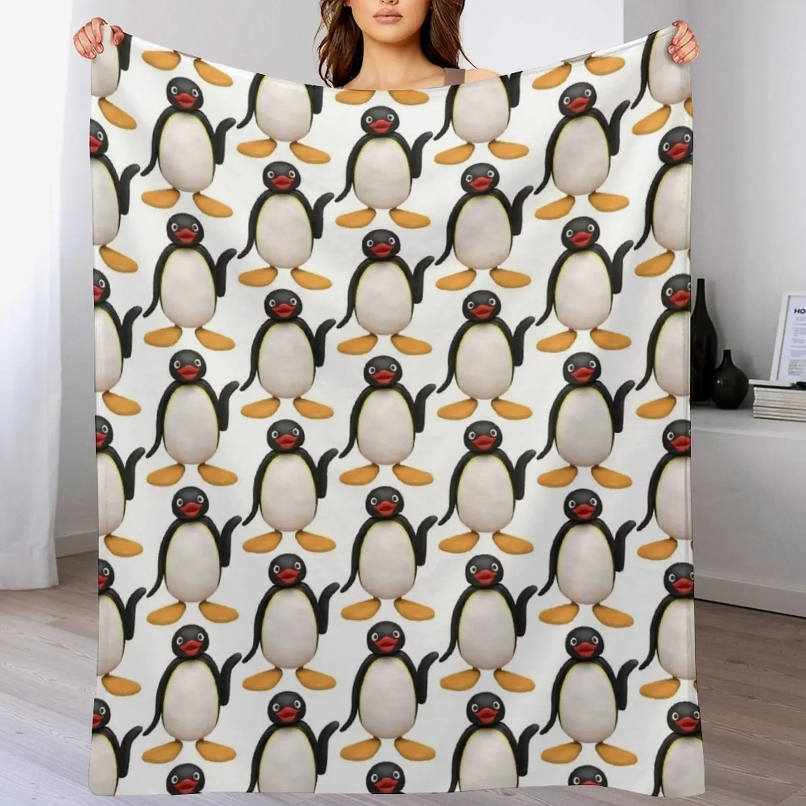 

Pingu Throw Blanket Decorative Throw Cute Plaid for winter Blankets