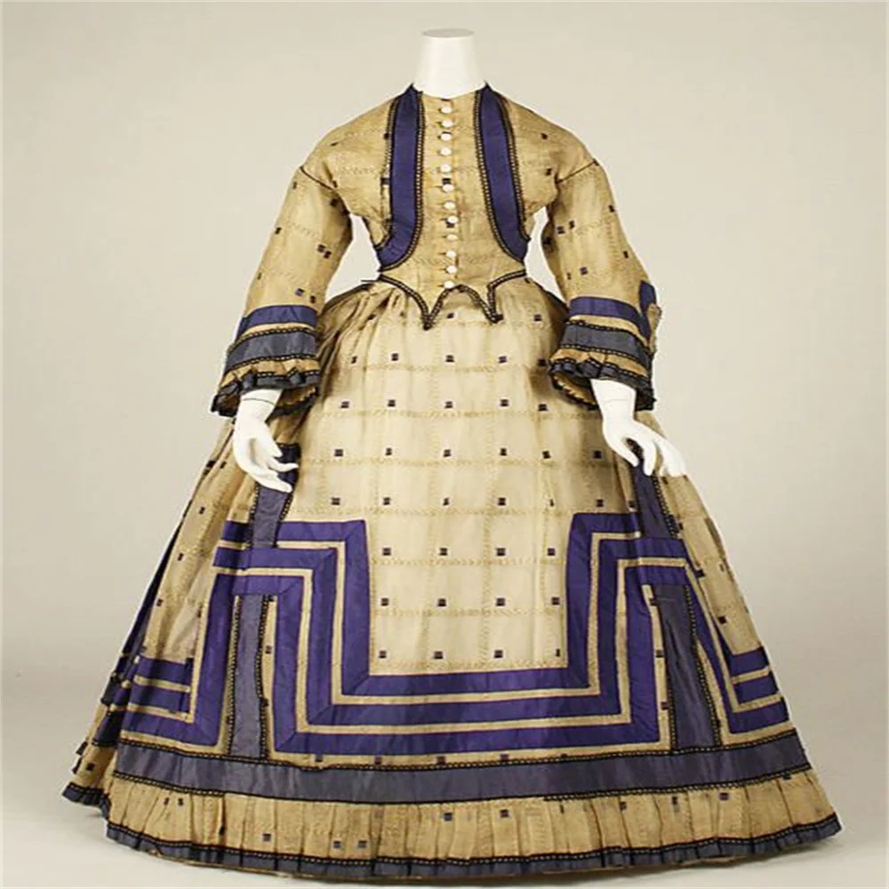 

1860s Afternoon Victorian Edwardian Duchess Day Dress Historical Civil War Southern Belle Ball Gown