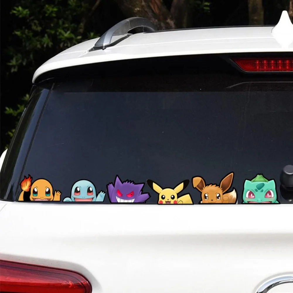 

Pokémon Pikachu Anime Cartoon Pet Elf Side Window Stickers Geng Gui Car Rear Window Scratch Covering Painting Children's Gift