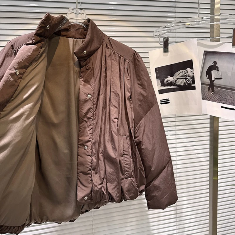 2025 شتاء جديد عصري الترفيه الوقوف طوق أسفل سترة تصميم تحسس بلون الخصر Cinced حزام أسفل سترة