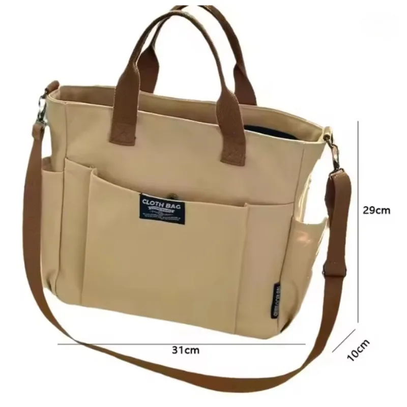 Große Canvas-Tragetasche für Damen – schlichte horizontale Umhängetasche, leicht & tragbar, ideal für Studenten und Einkäuferinnen – Detail 3