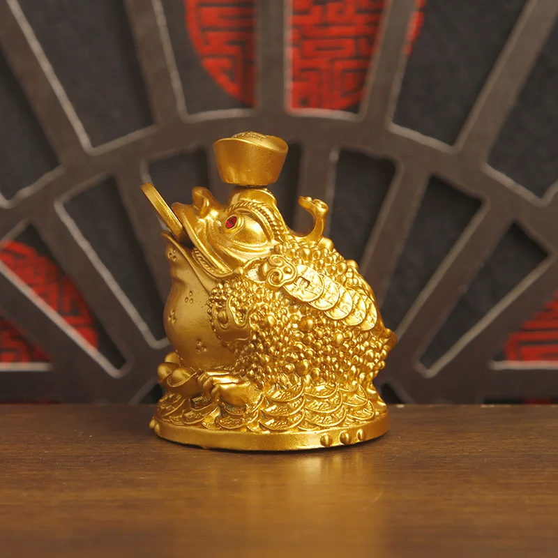 Three-legged golden toad ornaments for home, living room, shop, and office decoration