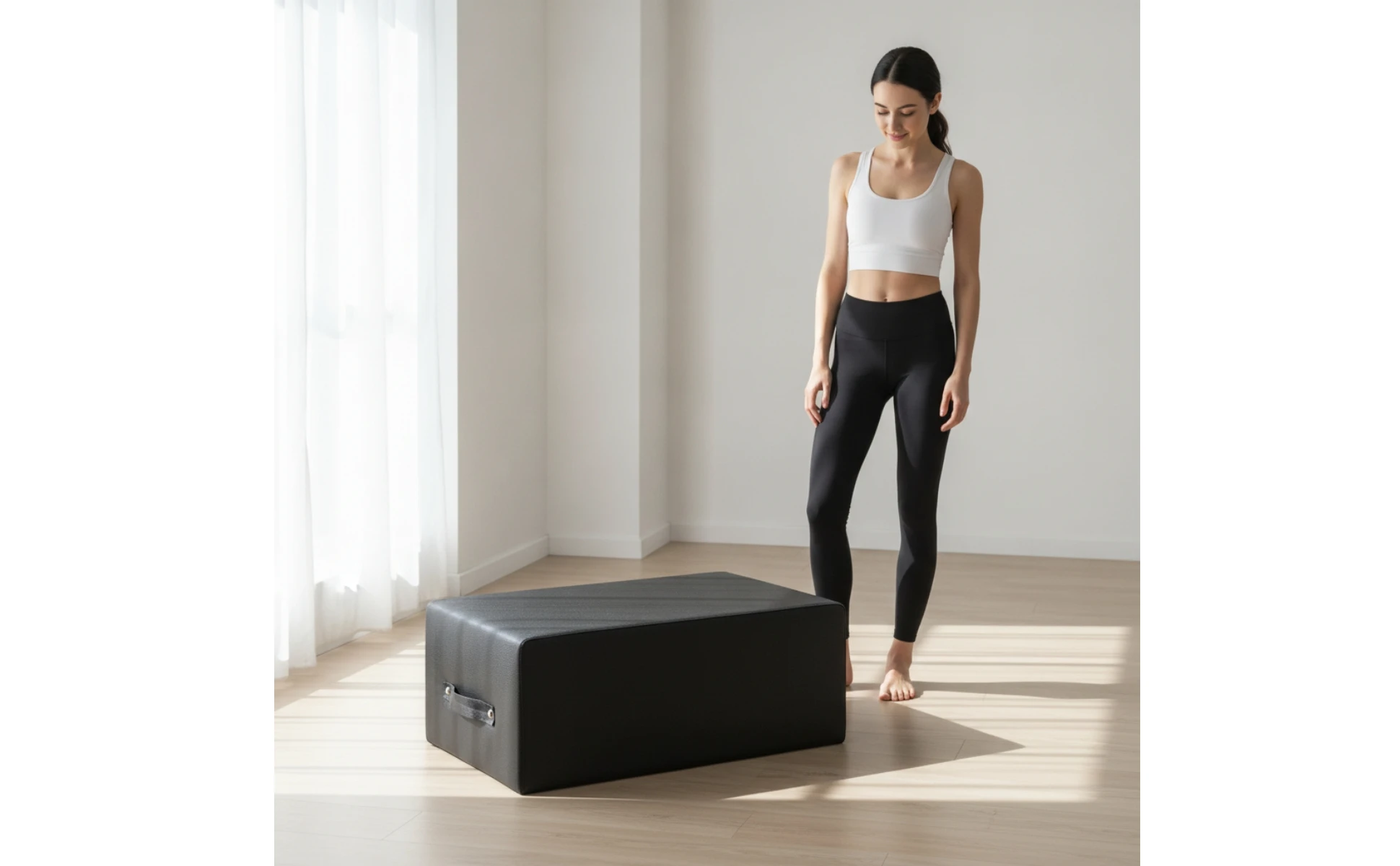 Upholstered Fitness Box Long-Lasting Padded Exercise Box Equipment Stable Low-Height for Pilates, Home Gym