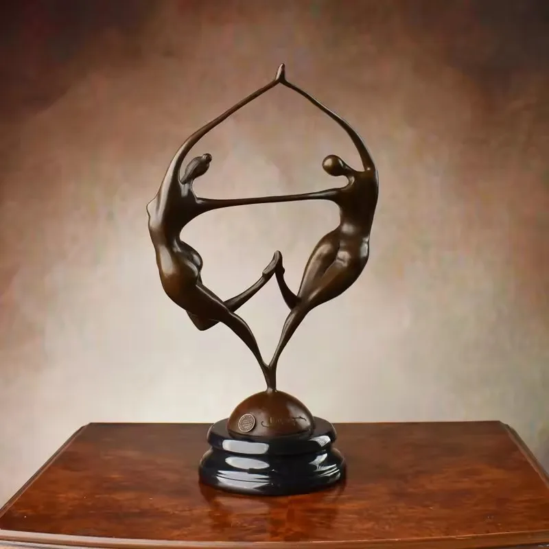 

Abstract Double Dancers Bronze Statue Modern Couple Sculpture Handcrafts Handmade High-grade Gift Home Hotel Decoration