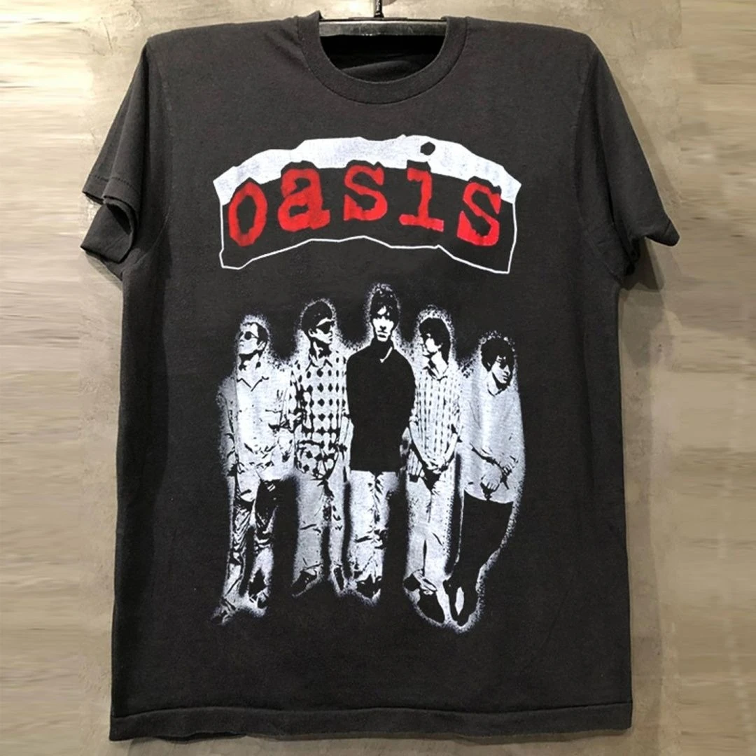 

Oasis Rock Band модная брендовая мужская летняя повседневная футболка с короткими рукавами портретная атмосфера американский ретро рукав пять четвертей