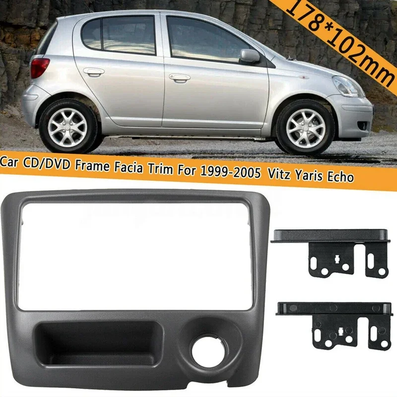 New-2 Din Car Stereo Radio Frame Facia Fascia Trim Dash Player Panel For Toyota Vitz Yaris Echo 1999-2005