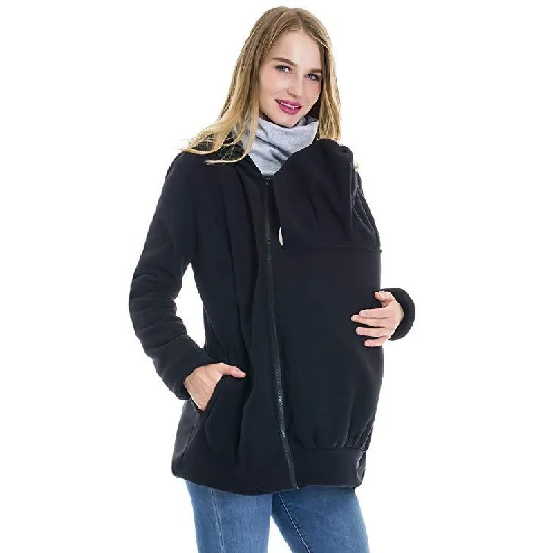 

Women's Kangaroo Sweatshirt Maternity Exclusive Real Wearing Carrier Hoodie Fleece Jacket