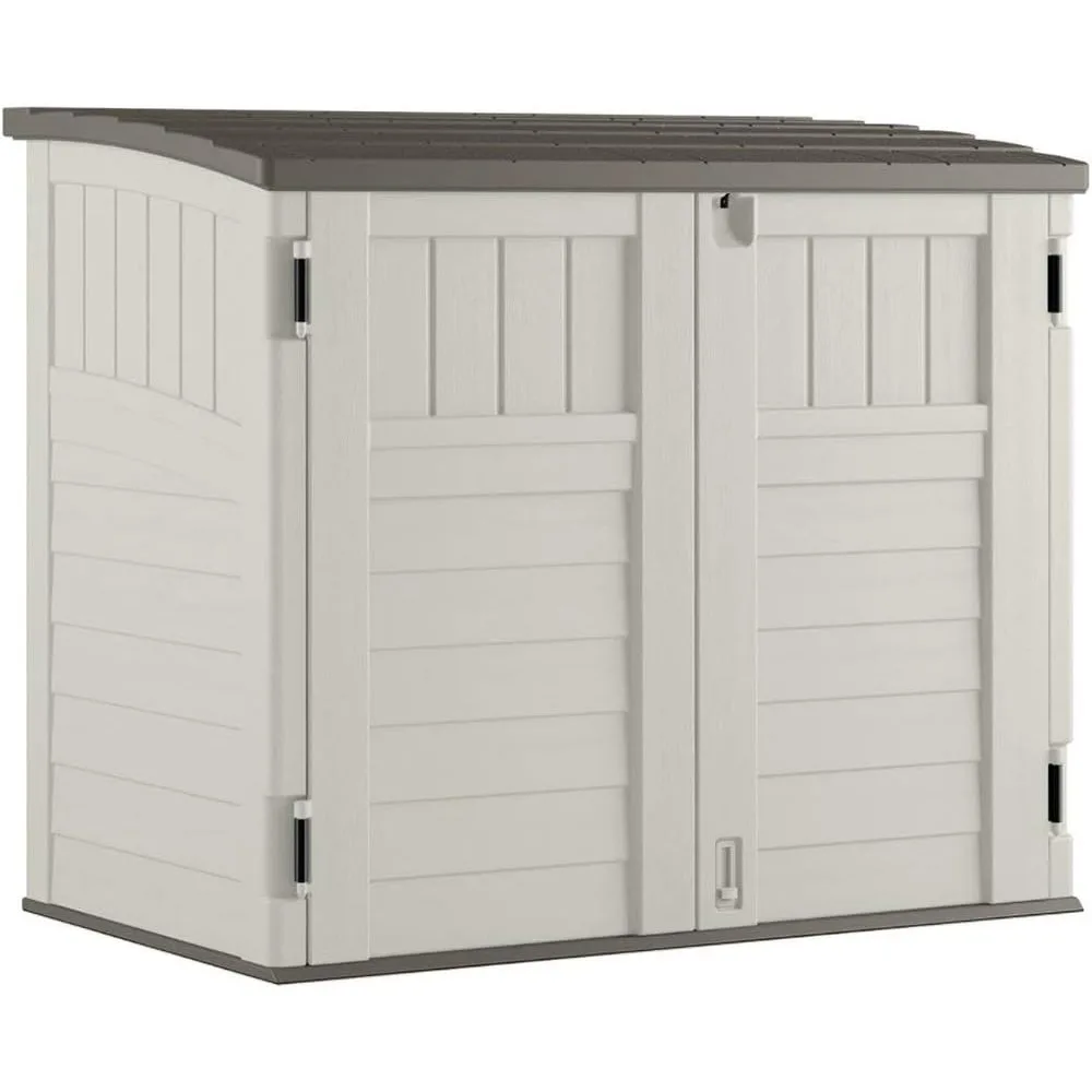 34 Cubic Feet Horizontal Backyard Storage Stow Away Shed, Ivory (4 Pack)