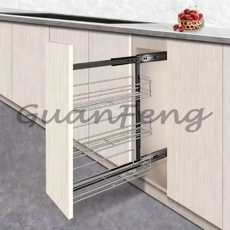 Kitchen Side Pull Basket, Drawer Style Sink Storage Rack, Movable Hanging Basket, 2-Tier / 3-Tier Side Pull Organizer
