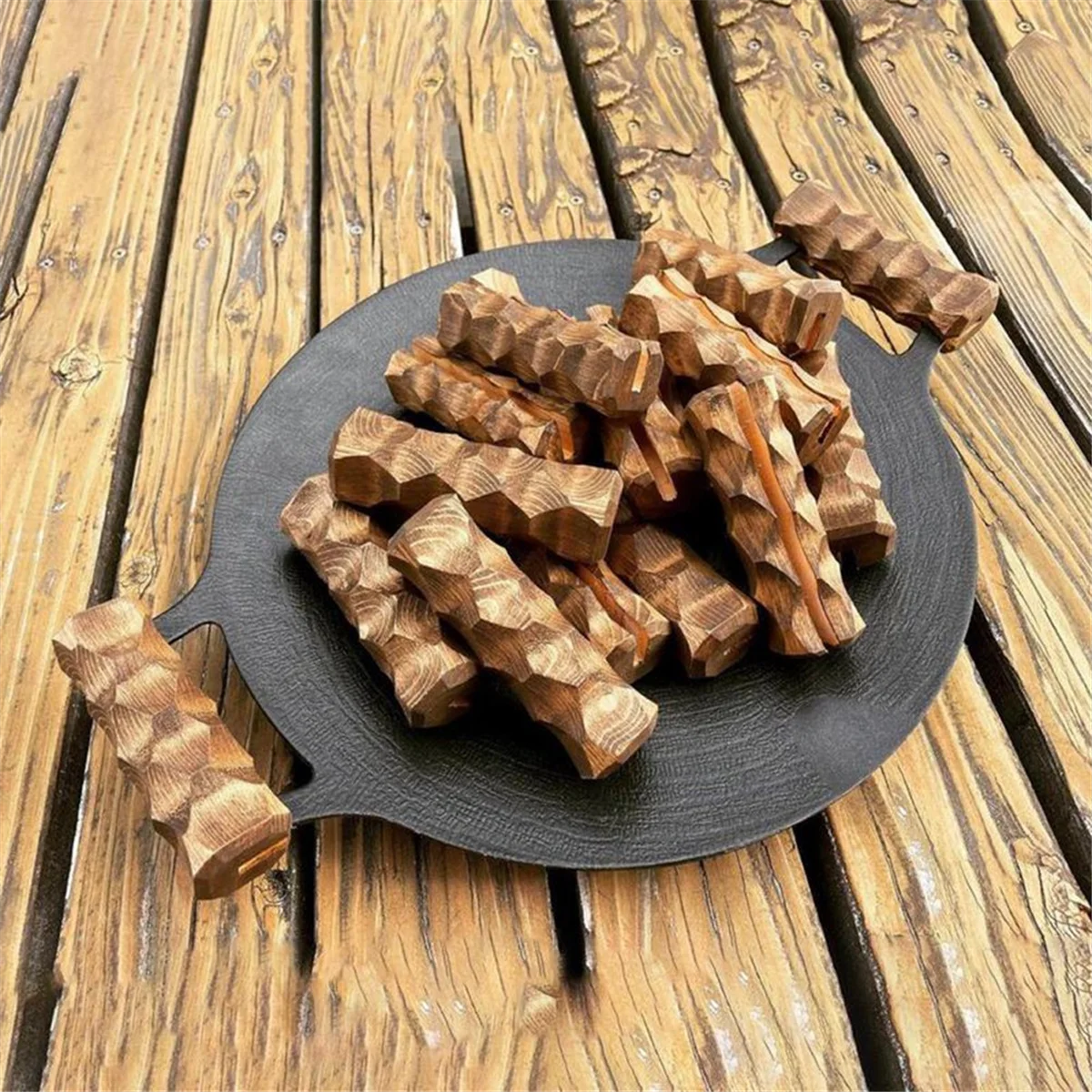 

XFDE Wooden BBQ Pan Handle Anti Scald Heat Resistant Insulated Grip Replacement for Outdoor Camping Sauce Grill Pan Griddle