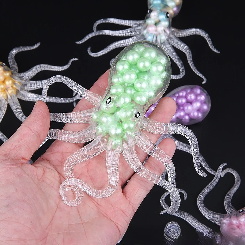 Octopus Bead Squeeze Creative Bouncy Ball Stress Relief Toy Octopus Squeeze and Stretch Mini Toy for Stress Relief