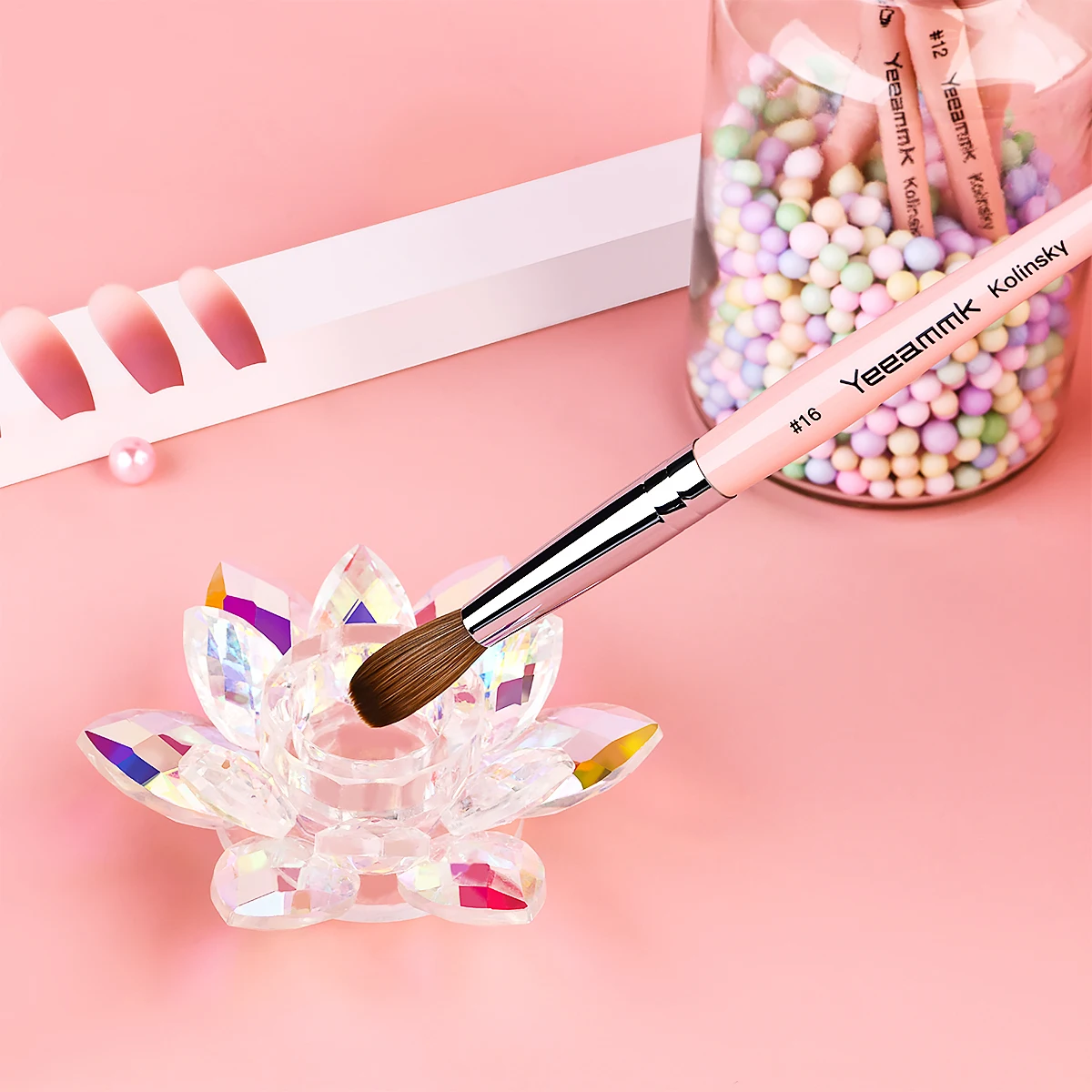 Kolinsky Pędzel do paznokci akrylowych do aplikacji akrylowej, pędzel do paznokci akrylowy okrągły owalny drewniany uchwyt proszek akrylowy