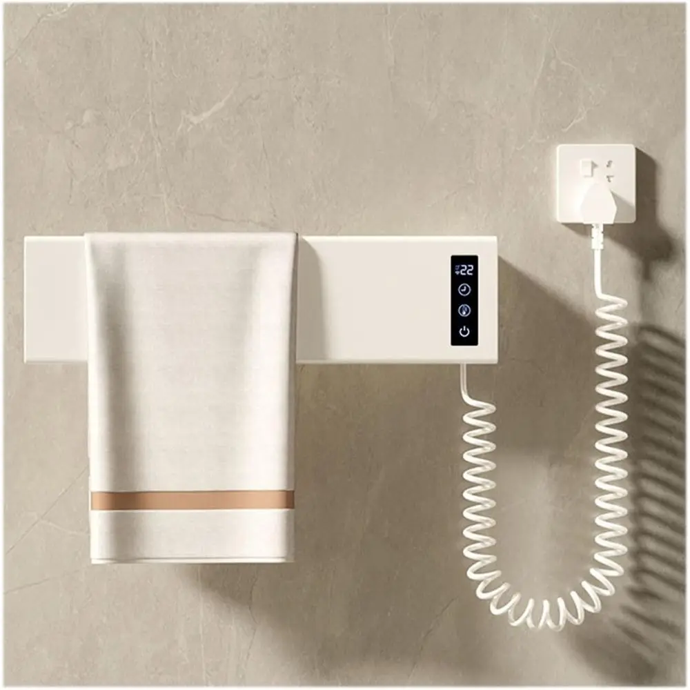 

Smart Heated Towel Rack Wall Mounted, Drying Constant Temperature,Electric for Bathroom,White 1, in Right(White 1,Plug in Right)