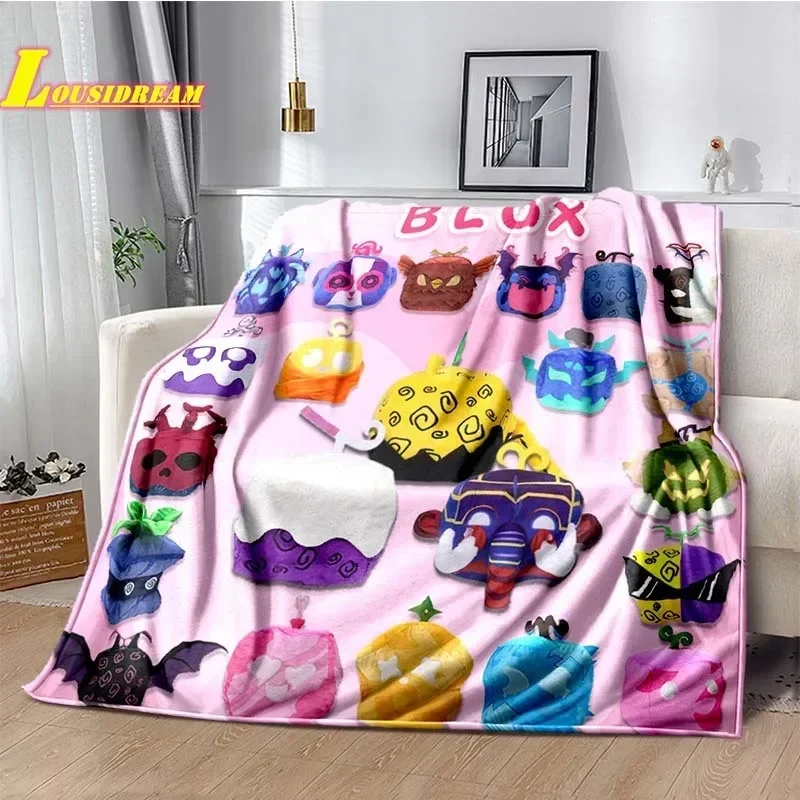 بطانية مطبوعة على شكل لعبة كرتونية للأطفال ، فواكه B-blox ، مريحة وجميلة ، ورقة أريكة ، لحاف سفر ، هدية عيد ميلاد