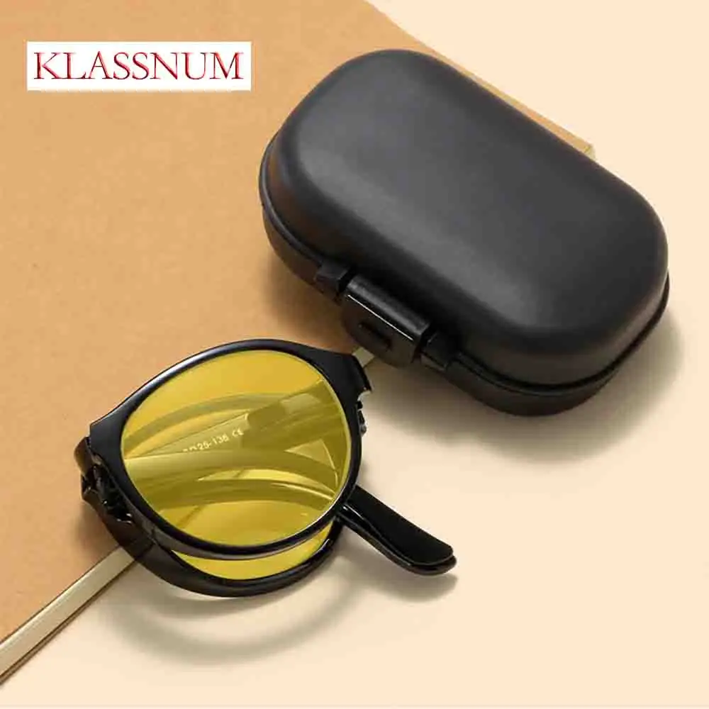 Portable Fold Night Vision Blue Light Proof Glasses Men Computer Competitive Game Eye Protection flat mirror For Night Driving