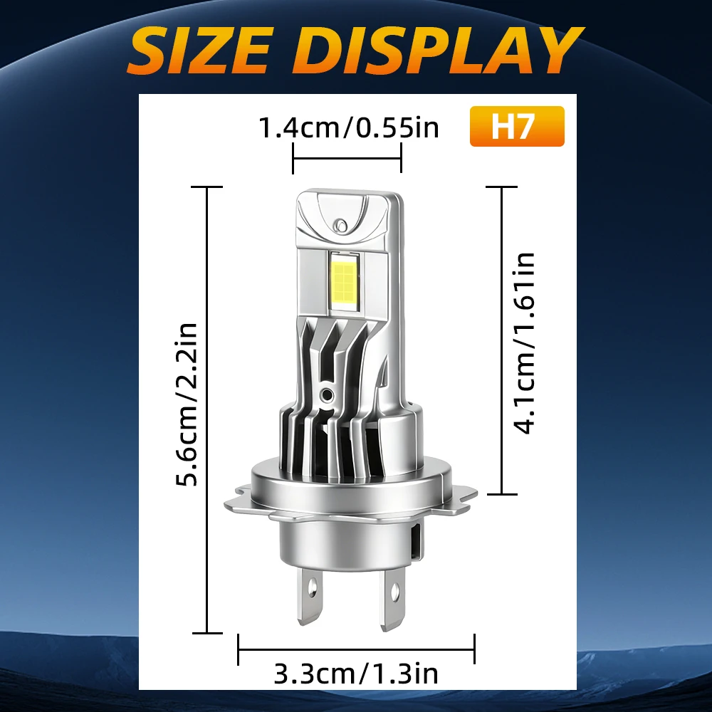 2Pcs LED H7 Headlights 12V Wireless Auto Bulbs For Jaguar XF X250 2007 2008 2009 2010 2011 Car Front Head Lampada 6000K 30000LM - view 3