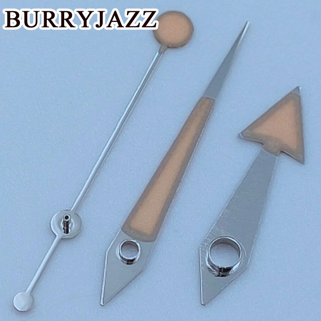 BURRYJAZZ NH35 NH36 NH38 7S26 7S36 4R35 4R36 Watch Hands Silver Orange Hands Green Luminous