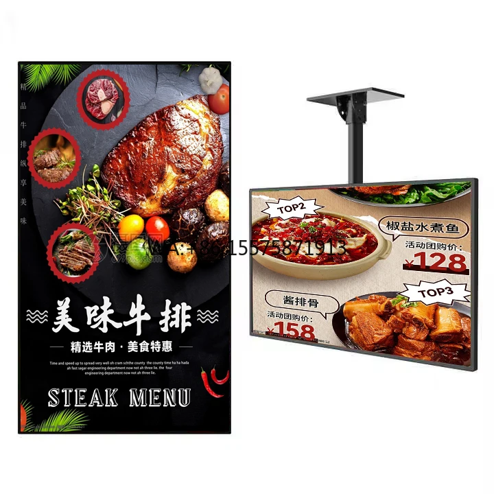 Indoor LED Menu Board for Restaurant Shopping Mall Advertising Hanging LED Poster Frame Display with Text Animation Function