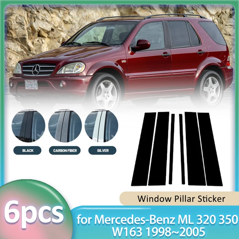 

Car Window Trim Sticker for Mercedes-Benz ML 320 350 W163 1998~2005 Carbon Fiber PC B C Pillar Post Cover Door Decal Accessories