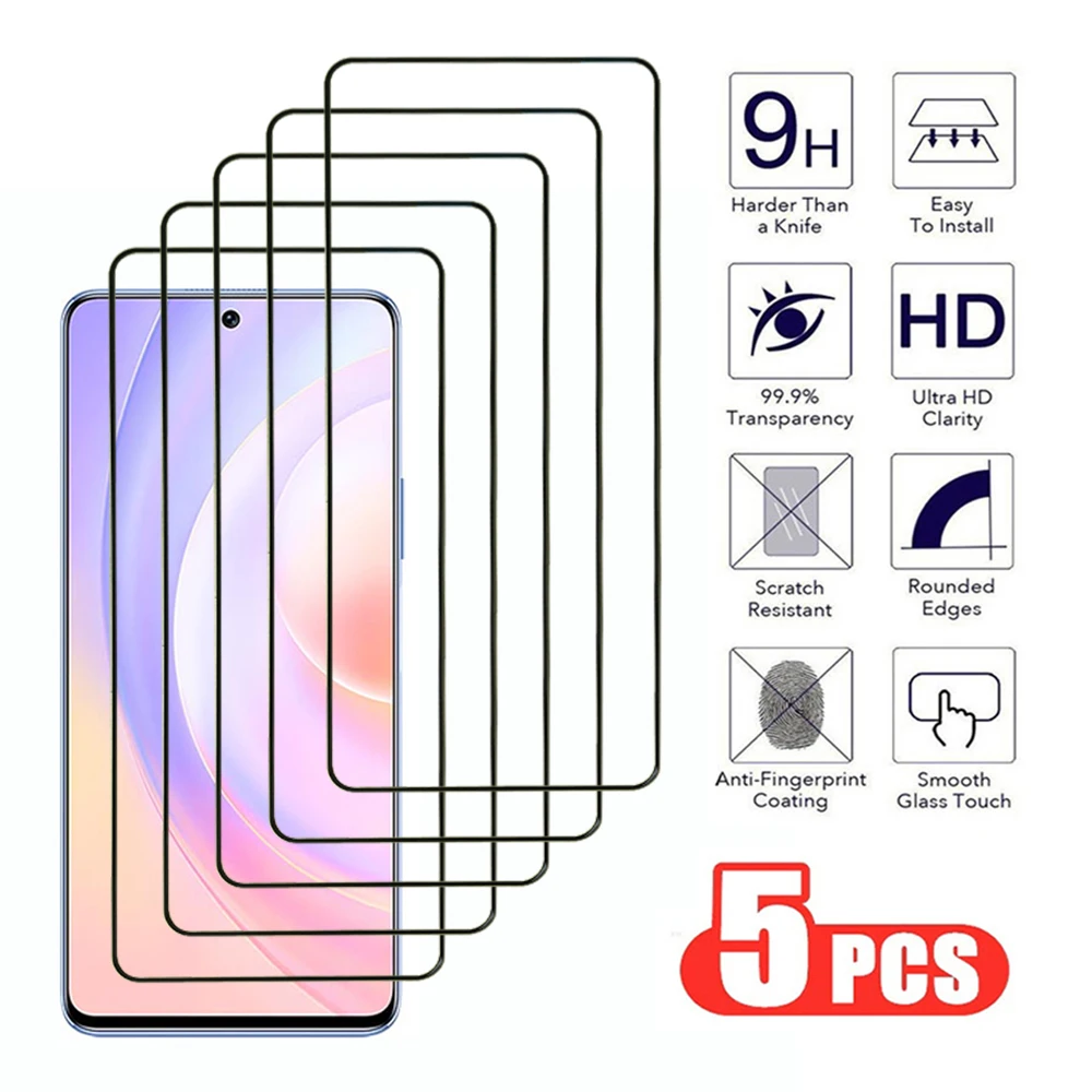 5Pcs Protector For Honor 50 70 90 Lite X6 X7 X8 X9 4G 5G Tempered Glass For Honor 50 SE 80 GT X6a X7a X8a X8b Screen Glass Film