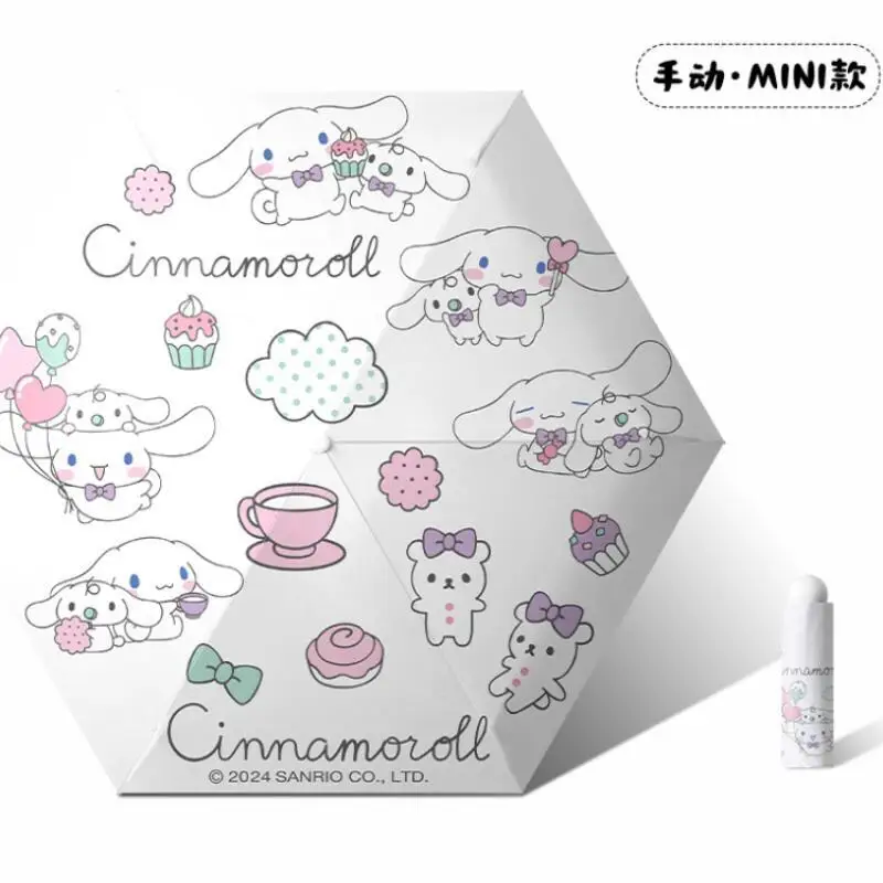 

8K Sanrio Cinnamoroll зонт Kawaii аниме защита от ультрафиолета тройной складной зонт от солнечного дождя двойного назначения для детей и взрослых RainGear подарок